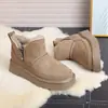 2026 Botas de Algodão Versáteis Zíper Lateral Solado Grosso Estilo Coreano Botas de Neve de Inverno Femininas Cano Curto Tornozelo Mais Veludo Fashionável Quente
