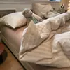 Conjunto de Roupa de Cama Classe A Quatro Peças Algodão Puro Lençol de Verão Lençol com Elástico Fronha Cobertor Conjunto de Três Peças Individual para Dormitório Estudantil 4
