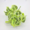 Planta verde artificial rabanete verde grama coração de galinha parede de fundo de planta arranjo de flores de grama planta verde única folha de plástico sala de estar sala de jantar decoração