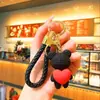 Llavero Creativo Oso Corazón Corriendo con un Buen Carnicero, Llavero de Muñeco de Pareja Mismo Estilo Colgante para Bolso