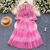 Vestido estilo fada feminino outono nova chegada estilo francês estilo ombro de fora pescoço pendurado manga lanterna cintura emagrecimento vestido de malha