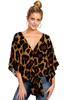2024 Ebay Amazon Wish Ropa Europea y Americana Camisa Primavera y Verano Cuello en V Manga Corta Nudo Estampado Top