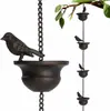 Campana de viento con forma de pájaro transfronterizo, decoración de hierro forjado para jardín y patio exterior, colgante retro de metal, artesanías de gran venta, cadena de lluvia