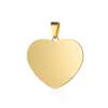 Placa lisa pulida espejo de acero inoxidable colgante de corazón joyería de acero de titanio colgante de placa de identificación lisa grabado láser