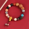 Pulseira Bodhi de Jade Branco com Dezoito Sementes e Pedras Preciosas Naturais, Pulseira de Bênção e Abundância para Homens e Mulheres, Contas de Oração Budistas, Atacado