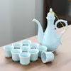 Conjunto de Vinho Cerâmico Jarra de Vinho Antiga Copo de Bebida para Casa Estilo Chinês Divisor de Vinho Conjunto de Copos de Vinho Pequenos Copo para Destilados Estilo Antigo de Palácio