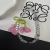 Pulsera de Cristal con Colgante de Flor y Lazo de Nuevo Estilo para Mujer, Cadena Colgante de Moda Ins, Correa Corta de Muñeca para Teléfono Móvil