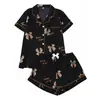 Europa 2026 Verano Conjunto de Pijama de Burbuja Crepé para Mujer Manga Corta Simple Azul Ropa de Casa Venta Directa de Fábrica