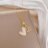 Collar Colgante de Corazón Doble para Mujer, Cadena Clavicular de Lujo Ligero Completamente Diamantada, Moda Versátil, Joyería de Cadena Dorada Estilo Ins de Gama Alta