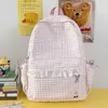 Nova mochila xadrez com renda, estilo fresh transfronteiriço, versátil para o uso diário, grande capacidade, adequada para o trajeto e uso estudantil
