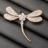 Broche de Libélula Europeu e Americano Criativo Cravejado com Diamantes, Elegante Broche Pin de Inseto para Terno e Casaco, Acessório de Moda Transfronteiriço