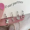 Pendientes de Botón con Forma de Lazo de Gato y Circonita, Clips para Orejas para Mujer, Pendiente Asimétrico, Estilo de Diseño de Nicho de Verano, Pendientes de Temperamento de Alta Clase