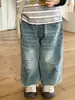 [Pantalones Anchos y Estrechos] Jeans Estilo Coreano con Diseño de Niños Ropa de Primavera y Otoño para Niñas Pantalones Rectos con Graffiti de Moda