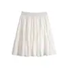 2026 Nueva Falda Corta Casual de Verano Blanca Ajustada Línea A para Mujeres Petites Falda de Línea A de Cintura Alta con Volantes Media Falda