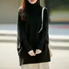 Design outono e inverno, xale capa de lã pura gola alta para mulheres, tricô suéter irregular solto espessado morcego