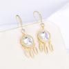 [A Rosa do Pequeno Príncipe] Brincos Pendentes Originais Exquisitos e Elegantes com Franja Lua Cereja de Diamante Francês