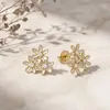Pendientes de Botón de Flor de Esmalte de Goteo de Lujo Ligero Francés para Mujer, Sensación de Alta Gama, Estambres Incrustados con Pedrería, Pendientes de Combinación de Tres Flores, Regalo para Novia