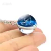 Collar de 12 Constelaciones Plata Bola de Cristal Azul de Constelación Colgante Joyería de Pareja para Hombres y Mujeres Regalo de Cumpleaños para Estudiantes Niños