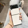 Adequado para capa protetora de celular dobrável Samsung Zflip3 masculina de couro para negócios, antiderrapante, antichoque F7110