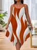 Vestido Feminino de Verão Moda Europeia e Americana Plus Size Transfronteiriço com Alças Duplas na Barra Estampa Aleatória para Deslocamento Elegante 2025