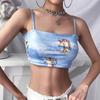 Ropa de Mujer de Exportación Verano 2024 Europa y América Más Vendida Nuevo Estampado de Ángel Tirantes Sexy Chaleco Espalda Descubierta Top