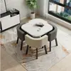 Mesa de comedor plegable que ahorra espacio para uso doméstico en apartamentos pequeños, juego de mesa y sillas para reuniones en tiendas, mesa redonda de recepción para ocio