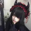 Chica Lolita Gótica Cuernos de Demonio Cabello Rojo Oscuro Accesorios cos Disfraces de Halloween Accesorios para la Cabeza Diadema de Alta Calidad Mujer