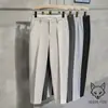 Pantalones de Color Sólido de Seda Helada para Hombre para el Viaje al Trabajo, Corte Delgado, Sin Arrugas, Estilo Business Casual, Pantalones Multicolores Estilo Traje