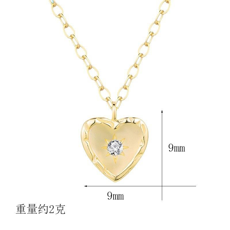 爱心镶钻六芒星项链925银跨境.jpg