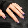 Uñas francesas con purpurina azul marino profundo cuadradas de longitud media, estilo europeo y americano, con piezas de arte de uñas, arte de uñas en lotes mixtos