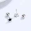 Patrón de tornillo gota de pegamento negro aretes con forma de corazón estrellas pentagonales de plata de ley s925 aretes pequeños geniales fabricantes venta al por mayor