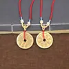 Colgante de moneda Shangui hecho de plata tibetana, colgante de moneda de cinabrio estilo chino vintage, accesorio de collar de hebilla de paz retro