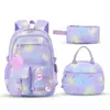 Nova Mochila Escolar Transfronteiriça para Meninas do Ensino Fundamental e Médio, Mochila Leve e Redutora de Carga, Conjunto de Três Peças para Estudantes, Mochila, Amazon