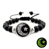 Pulsera de Cuentas Luminosa Sol Luna Amor Regalo para Pareja Explosiones Transfronterizas Moda Europea y Americana Pulsera Negra Tamaño Ajustable
