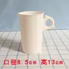 Taza Lisa de Cerámica Blanca de Tubo Alto con Asa, Taza en Blanco para Bricolaje, Taza con Cinta de Colores, Taza de Cerámica con Asa Esmaltada