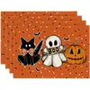 Manteles individuales de calabaza y fantasma de Halloween transfronterizos para decoración de fiestas en casa, manteles individuales y servilletas divertidos y aterradores de fantasma