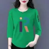 Comercio exterior transfronterizo ropa de maternidad, camiseta de manga tres cuartos para mujeres de mediana edad y mayores, top base versátil casual holgado