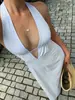 Moda Verão Listrado Gola Halter Decote Profundo Estilo Férias Costas Nu Sexy Amarrar Vestido Longo Amazon