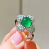 Color jadeíta verde imperial, translúcido y luminoso, anillo de crisoprasa de alta calidad