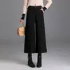 Pantalones de Pierna Ancha con Estilo y Temperamento para Mujer Otoño Invierno 2026 Nuevos Gruesos de Cintura Alta Adelgazantes Acortados Moda Versátil Pantalones Casuales