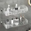 Estante de baño acrílico transparente, estante de almacenamiento sin taladro para pared para baño, organizador de cosméticos para tocador
