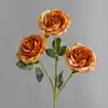 Flores Artificiales con 3 Cabezas de Rosas, Decoraciones para Sala de Estar Estilo Europeo, Decoraciones de Boda, Arreglos para Pasillos y Ventanas, Flores de Rosa Rizadas