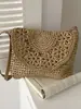 Bolso de Paja de Color Sólido Bohemio Bolso de Hombro para Mujer Bolso de Playa para Vacaciones en la Costa Bolso Cruzado Personalizado para el Trabajo y la Playa