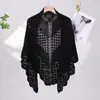 Novo Xale Triângulo Tricotado Liso Colorido Vazado para Primavera e Outono Estiloso Versátil Pequena Capa para Ombros e Pescoço Ar Condicionado Mesmo Estilo Coco