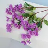 Flores artificiales de tela de seda de tres puntas con flor de cerezo y flor de durazno para decoración del hogar y de bodas, ramos terminados de alta gama al por mayor