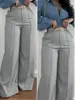 Pantalones de Traje de Mujer Europeos y Americanos Transfronterizos con Botón y Cremallera, Bolsillo, Color Sólido, Largos, Casual, Oficina, Viaje, Pantalones de Mujer al por Mayor