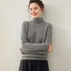 25 nuevos suéteres de cachemira de cuello alto para mujer, con cuello alto, corte holgado, material grueso, color liso simple y diseño de punto pullover