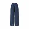 Pantalones Casuales Sueltos de Pierna Ancha con Efecto Drapeado, Nueva Moda de Verano de Cintura Alta con Cordón Adelgazantes Casuales de Color Sólido Rectos para Mujer