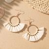 Aretes étnicos de rafia tejida para mujer, diseño ins, nicho con sentido del diseño, borla, bohemios, exagerados, venta al por mayor