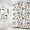 Cortina de ducha telescópica con estampado de patrón fresco, impermeable y a prueba de moho, ideal para baño, partición y baño.